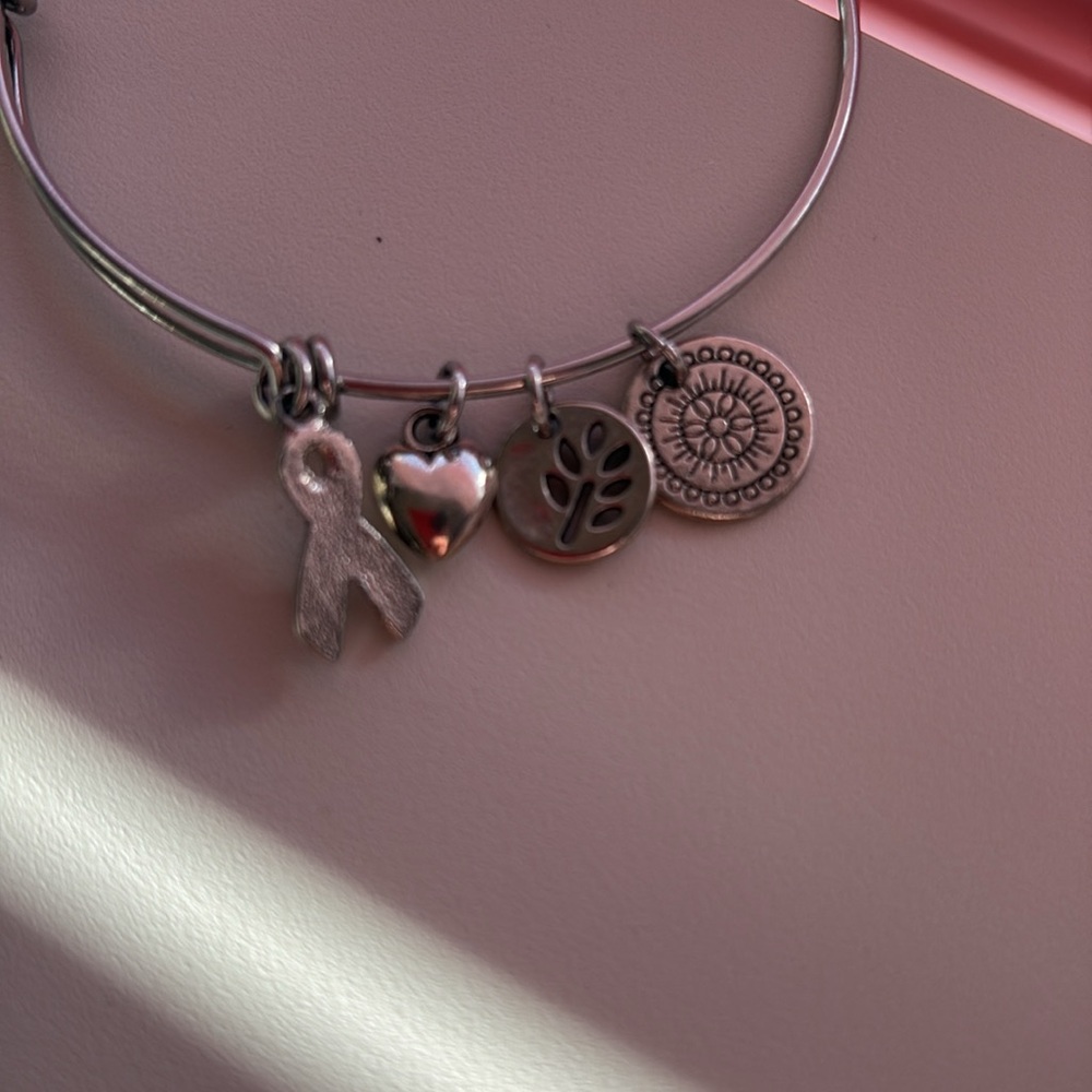 💚Alex and Ani Silver Bangle Bracelet with Charms - Picture 3 of 3